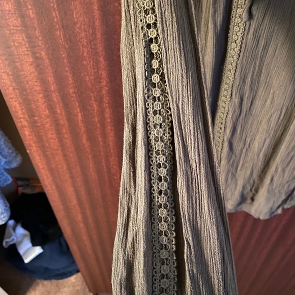 Flowy Knee Length Crochet Peasant Dress - Picture 2 of 4